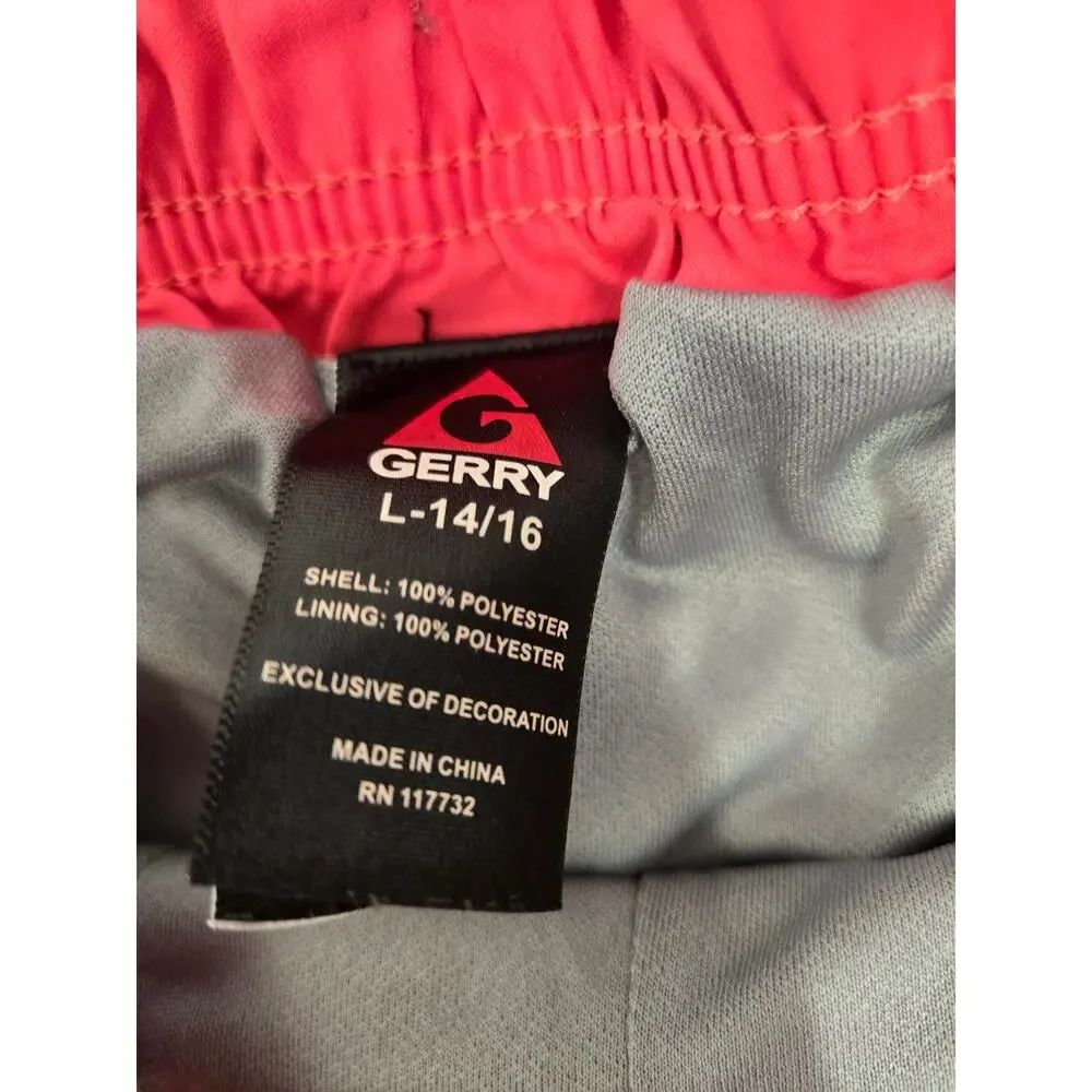 Gerry Boys Large 14/16 Blue Gray Black Colorblock Swim Trunks Board Shorts